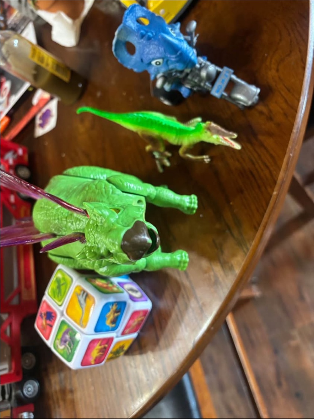 Green Dinosaur Toy Trio - Bright Green & Blue Figures